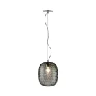 Venetian Glass and Chrome Metal Pendant Lamp Made in Italy - Calima Viadurini