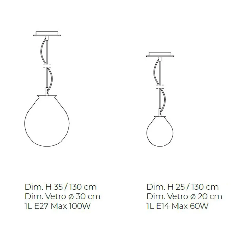 Suspended Lamp in Hand-Blown Cased Venetian Glass - Balloon Viadurini