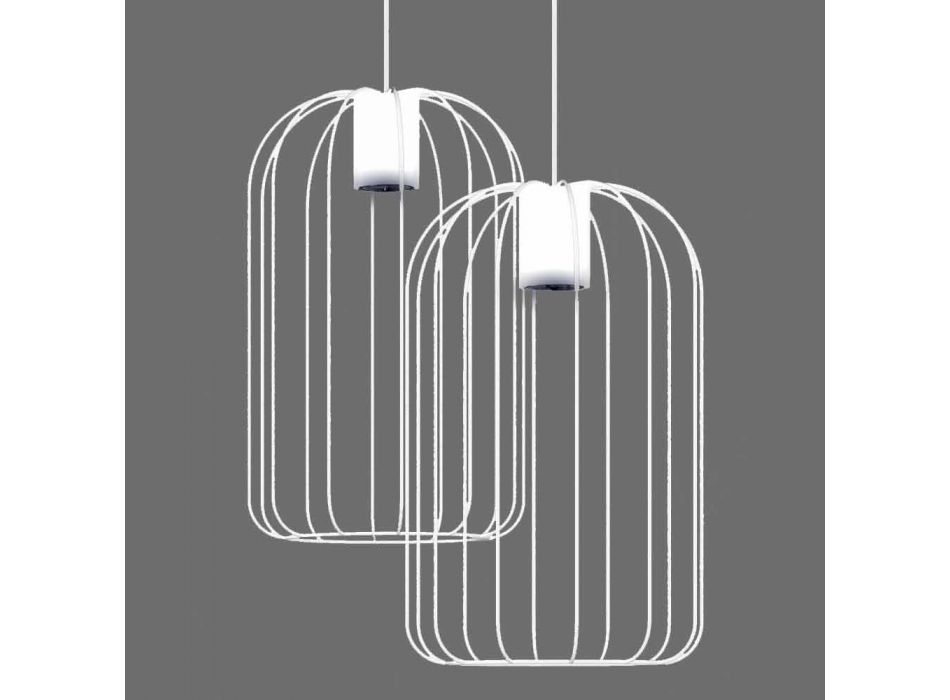 Modern Suspended Lamp with Metal Wire Structure Made in Italy - Cage Viadurini