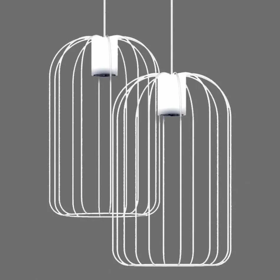 Modern Suspended Lamp with Metal Wire Structure Made in Italy - Cage Viadurini