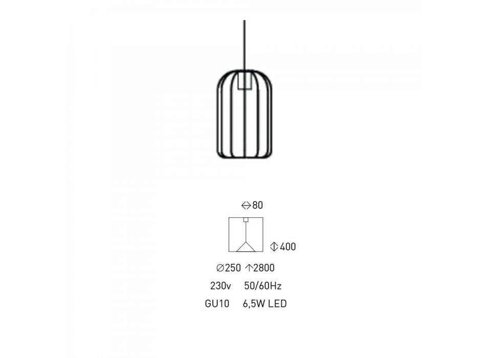 Modern Suspended Lamp with Metal Wire Structure Made in Italy - Cage Viadurini
