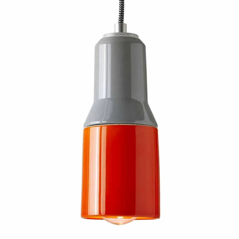 Modern suspended lamp in ceramic and aluminum made in Italy Asia Viadurini
