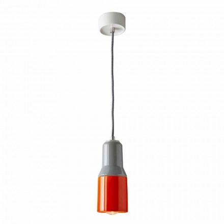 Modern suspended lamp in ceramic and aluminum made in Italy Asia Viadurini