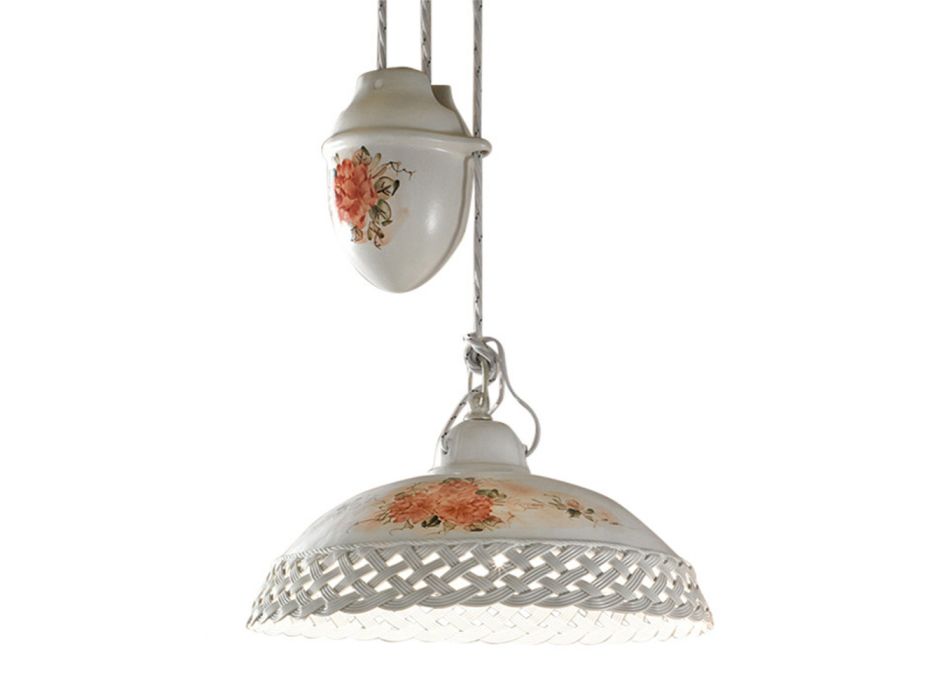 Hanging Lamp Ups and Downs Ceramic Hand Made Perforated Painted - Verona Viadurini