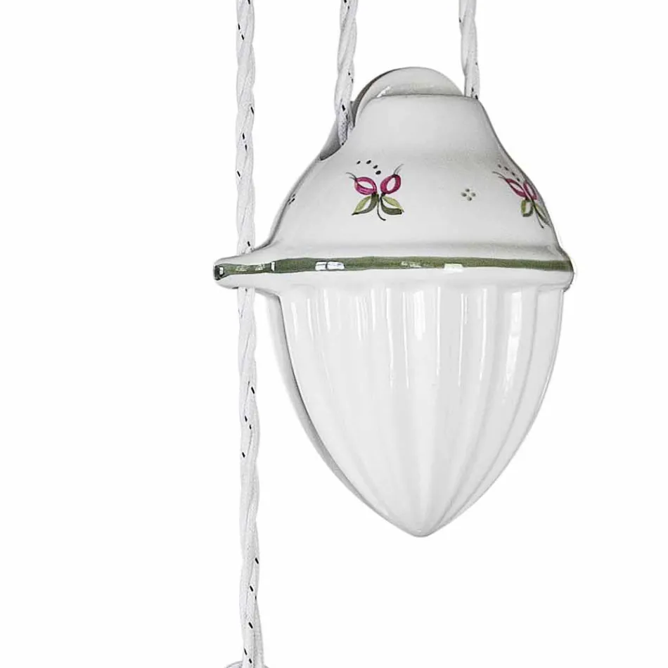 Ups and Down Hanging Lamp in Hand-Decorated Wavy Ceramic - Belluno Viadurini