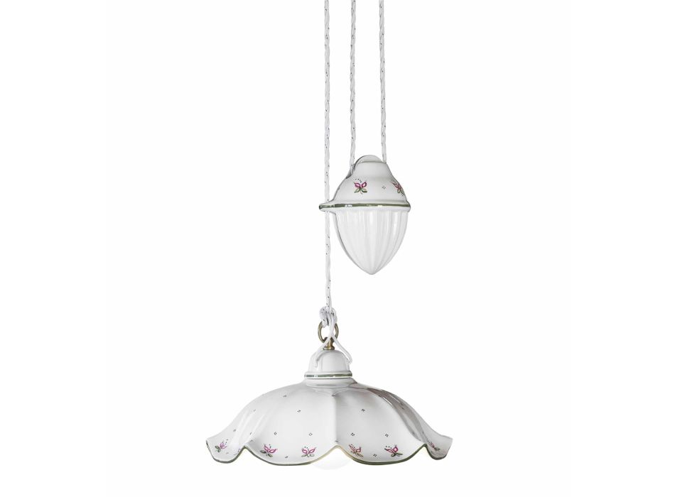 Ups and Down Hanging Lamp in Hand-Decorated Wavy Ceramic - Belluno Viadurini