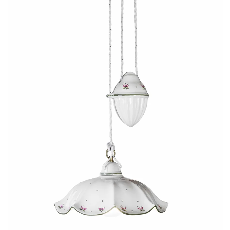 Ups and Down Hanging Lamp in Hand-Decorated Wavy Ceramic - Belluno Viadurini