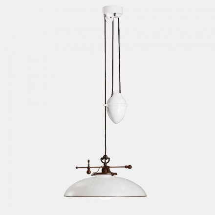 Suspended Sliding Lamp in Brass and Murano Glass - Country by Il Fanale Viadurini