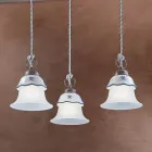 Round Hanging Lamp in Iron, Glass, Hand Painted Ceramic - Ferrara Viadurini