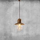 Vintage Suspended Lamp with Brass Reflector - Guinguette Aldo Bernardi Viadurini