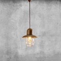 Vintage Suspended Lamp with Brass Reflector - Guinguette Aldo Bernardi