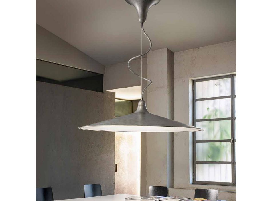 Vintage Suspended Lamp in Aluminum Made in Italy - Sassmaòr Viadurini