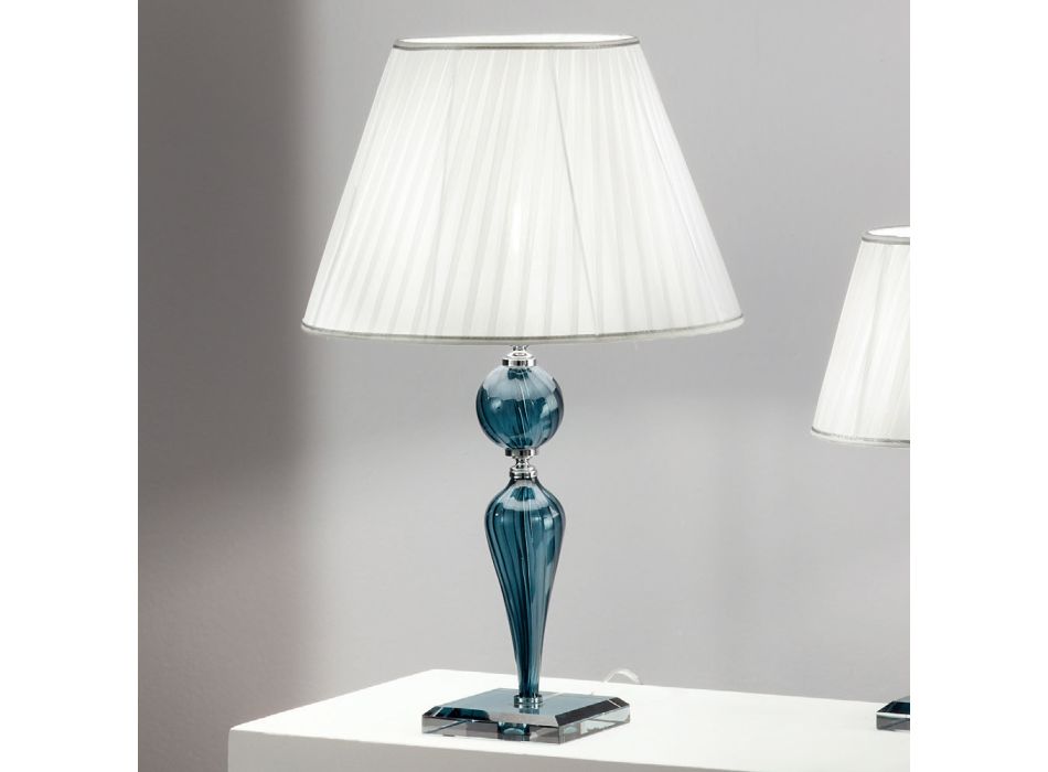 Classic Table Lamp in Handmade Rigaton Glass and Metal - Fievole Viadurini