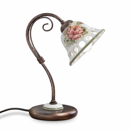 Table Lamp in Metal and Handmade Ceramic with Passanastri - Naples Viadurini