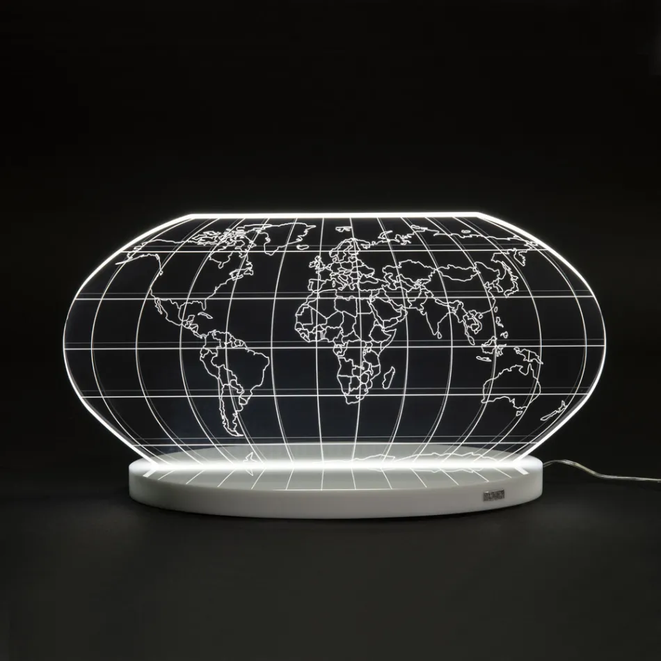 Planisphere Led Table Lamp in Laser Engraved Acrylic Crystal - Rihanna Viadurini
