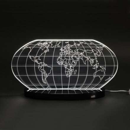 Planisphere Led Table Lamp in Laser Engraved Acrylic Crystal - Rihanna Viadurini