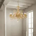 Handcrafted Chandelier 12 Lights in Venetian Glass and Metal - Florentine Viadurini