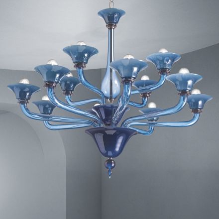 Venetian Glass Chandelier 12 Lights Made in Italy - Ismail Viadurini
