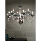 Classic 12 Lights Chandelier in Glass, Crystal and Luxury Metal - Flanders Viadurini