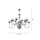 Classic 12 Lights Chandelier in Glass, Crystal and Luxury Metal - Flanders Viadurini