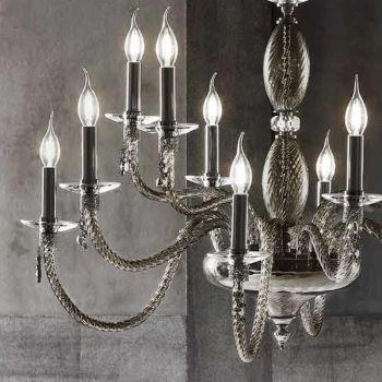 Classic 12 Lights Chandelier in Blown Glass and Hand Details - Phaedra