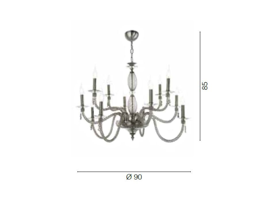 Classic 12 Lights Chandelier in Blown Glass and Hand Details - Phaedra