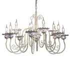12 Lights Chandelier in Ceramic Hand Decor and Antique Brass - Sanremo Viadurini