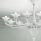 12 Lights Chandelier in White Venice Glass and Chromed Metal - Ismail Viadurini