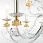 12 Lights Chandelier in Blown Glass and Classic Luxury Crystal - Cassea Viadurini