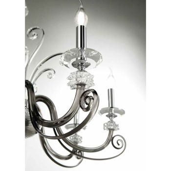 12 Lights Chandelier in Blown Glass and Classic Luxury Crystal - Cassea