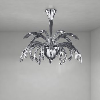 15 Lights Chandelier in Venetian Glass and Chrome Metal Made in Italy - Jason