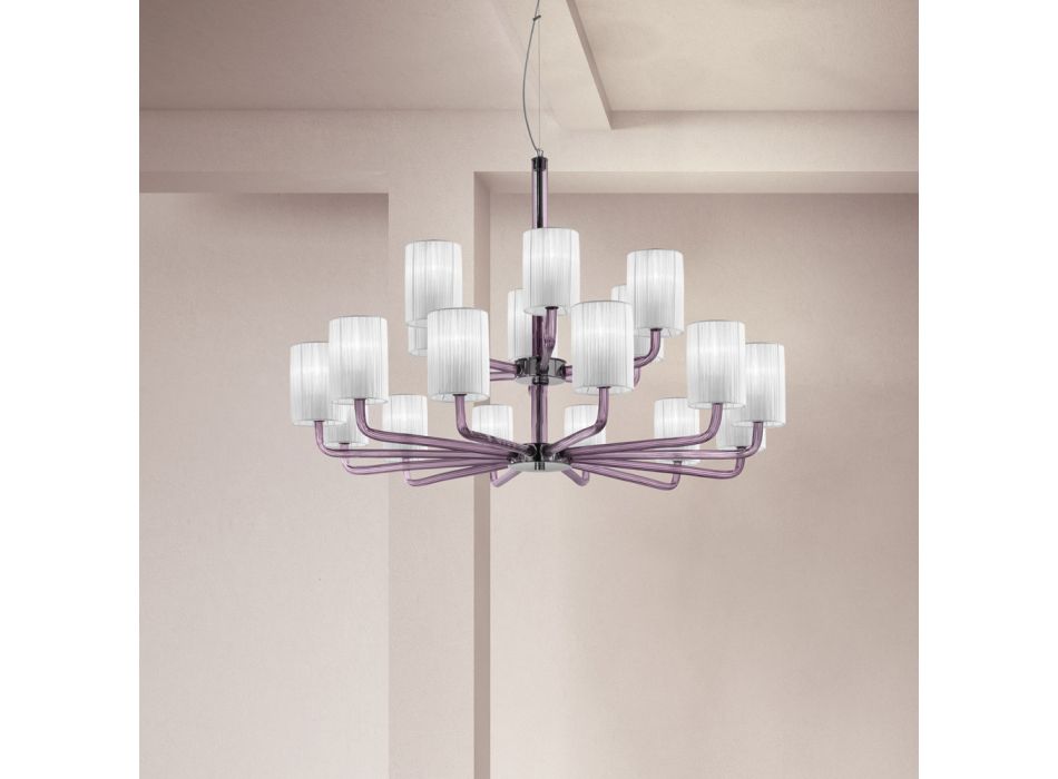 18 Lights Handcrafted Venetian Glass Chandelier Made in Italy - Graham Viadurini