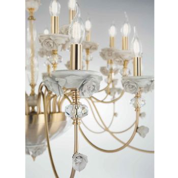 Classic 18 Lights Chandelier in Porcelain and Luxury Blown Glass - Eteria