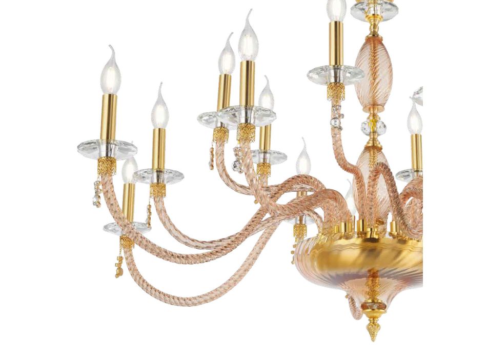 Classic 18 Lights Chandelier in Blown Glass and Hand Details - Phaedra
