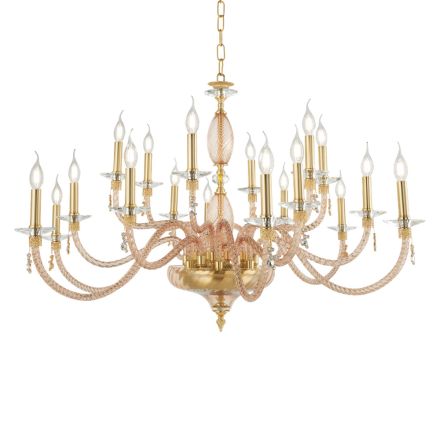 Classic 18 Lights Chandelier in Blown Glass and Hand Details - Phaedra Viadurini