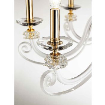 18 Lights Chandelier in Blown Glass and Classic Luxury Crystal - Cassea