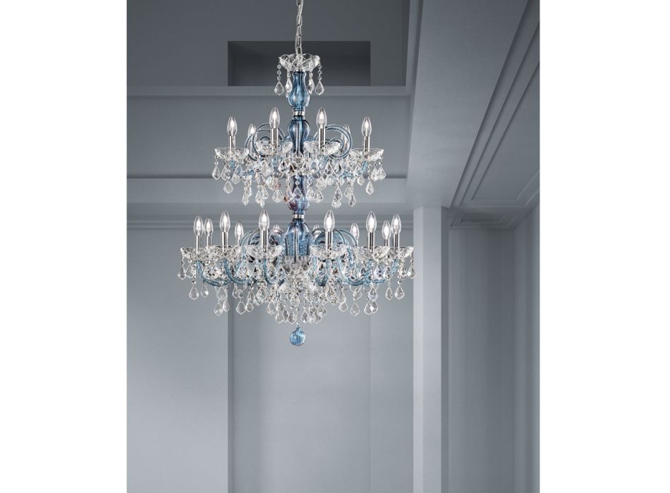 18 Lights Chandelier in Venetian Glass and Metal Classic - Florentine Style