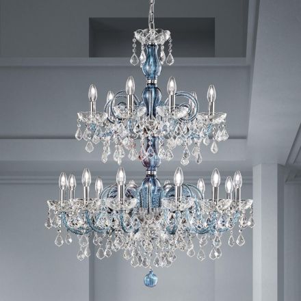 18 Lights Chandelier in Venetian Glass and Metal Classic - Florentine Style Viadurini