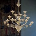 Chandelier 21 Lights in Venice Glass and Gold Metal Made in Italy - Ismail