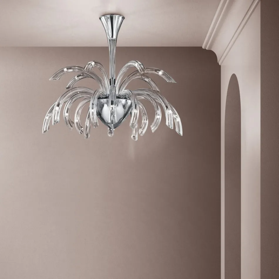 Chandelier 21 Lights in Handcrafted Venice Glass and Metal - Jason Viadurini