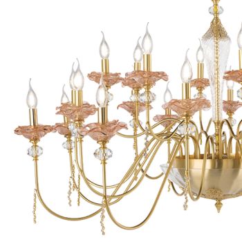 Classic 24 Lights Chandelier in Glass, Crystal and Luxury Metal - Flanders