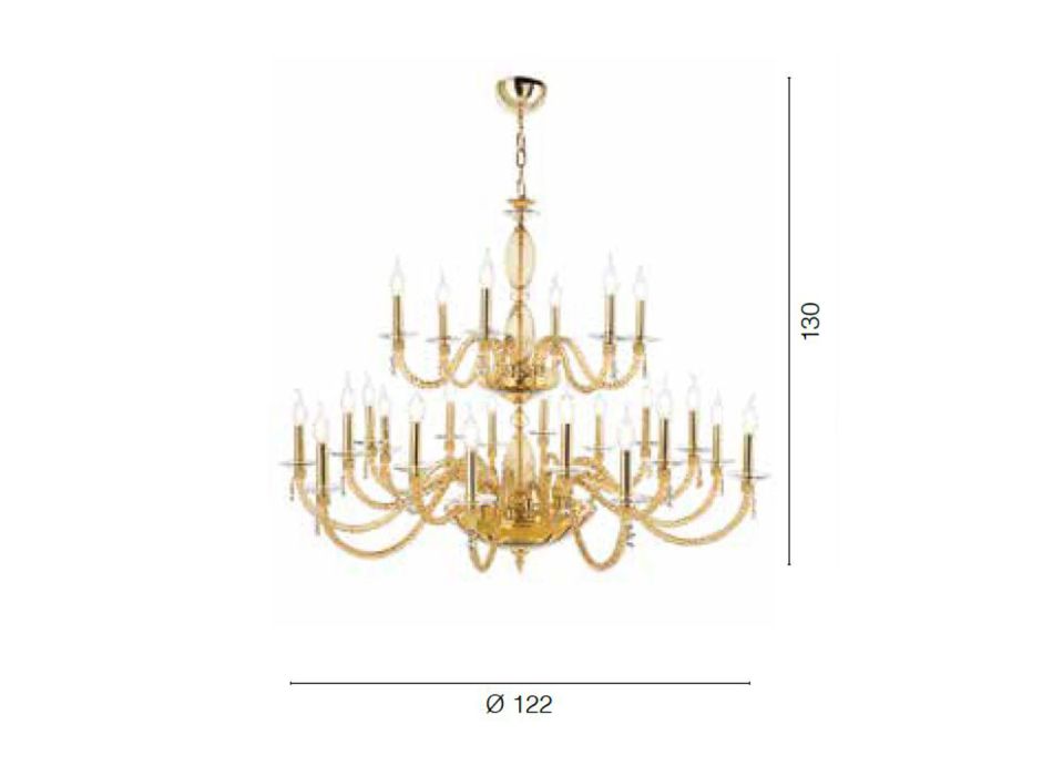 Classic 24 Lights Chandelier in Blown Glass and Hand Details - Phaedra
