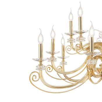 24 Lights Chandelier in Blown Glass and Classic Luxury Crystal - Cassea