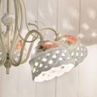 3 or 5 Lights Chandelier in Painted Perforated Handmade Ceramic - Verona Viadurini