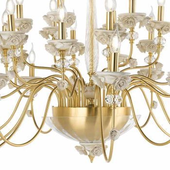 Classic 30 Lights Chandelier in Porcelain and Luxury Blown Glass - Eteria