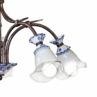 5 Lights Artisan Metal, Ceramic and Floral Glass Chandelier - Vicenza Viadurini