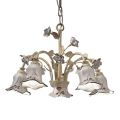 5 Lights Chandelier in Metal and Hand-Decorated Ceramic and Roses - Pisa