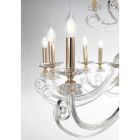 6 Lights Chandelier in Blown Glass and Classic Luxury Crystal - Cassea Viadurini