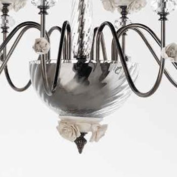 Classic 8 Lights Chandelier in Porcelain and Luxury Blown Glass - Eteria