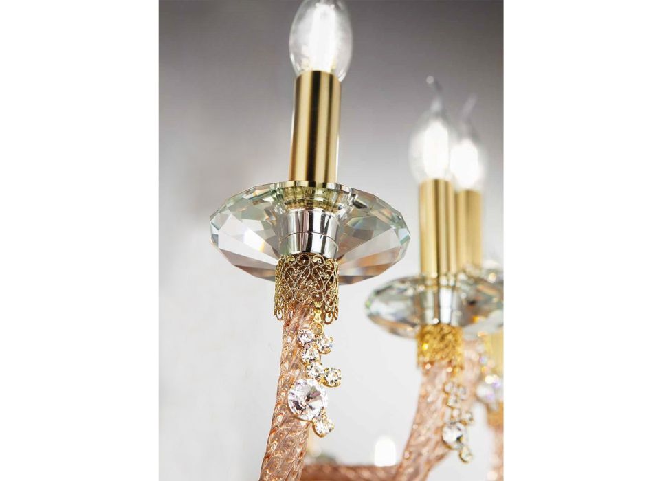 Classic 8 Lights Chandelier in Blown Glass and Hand Details - Phaedra
